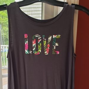 Charcoal tank top w/ floral love logo